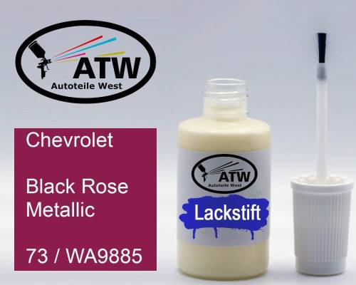 Chevrolet, Black Rose Metallic, 73 / WA9885: 20ml Lackstift, von ATW Autoteile West.